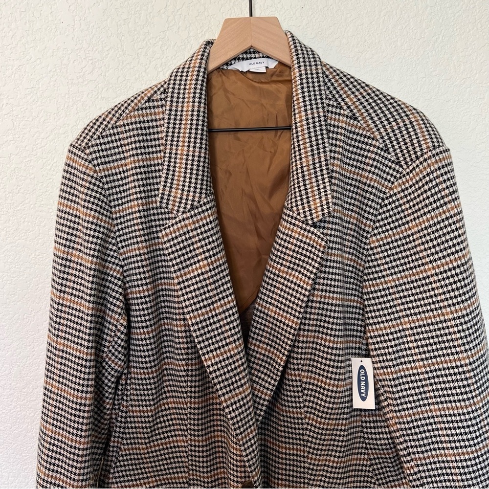 NWT Old Navy Oversized Houndstooth Plaid Single Button Blazer Jacket XXL Tall - Picture 6 of 13